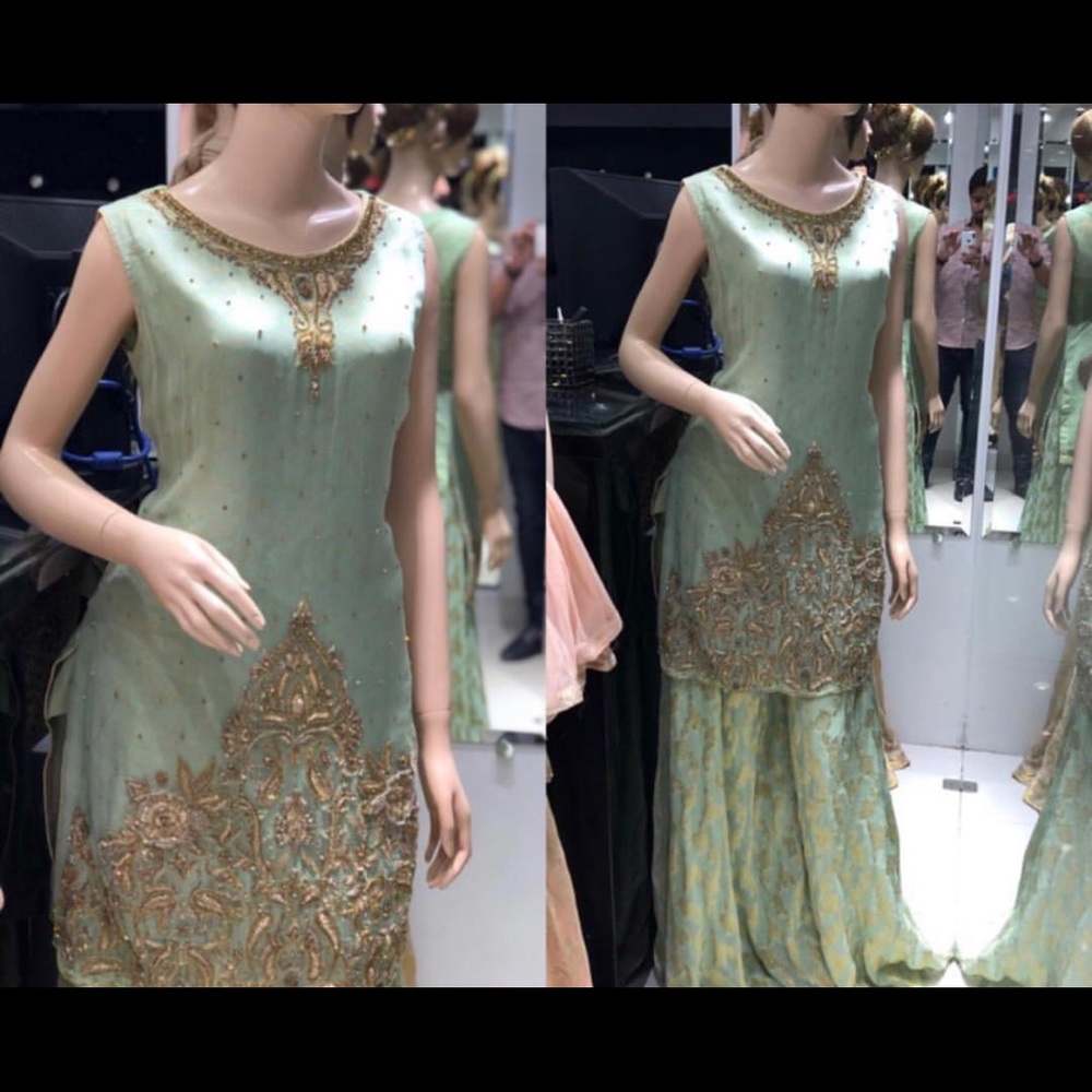 Heavy embroidered Pakistani shalwar kameez